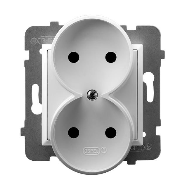 ARIA Gniazdo podwójne moduł bez ramki - kolor biały