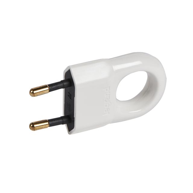 Wtyczka 2P 2,5A Plastikowa Biała Z Pierścieniem Helmo 050310 LEGRAND