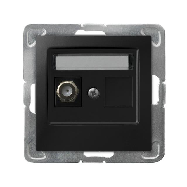 IMPRESJA Gniazdo antenowe typu F pojedyncze - kolor czarny metalik