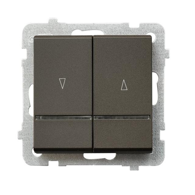 SONATA Łącznik żaluzjowy, zwierny, z podświetleniem niebieskim - kolor czekoladowy metalik