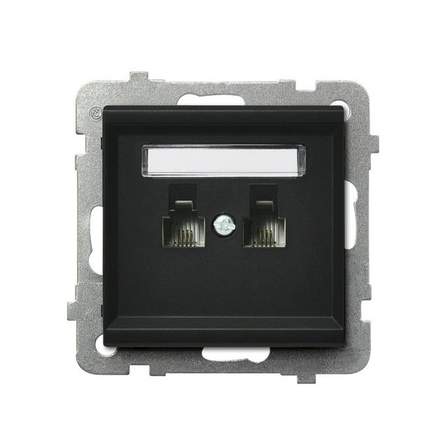 SONATA Gniazdo telefoniczne podwójne niezależne - kolor czarny metalik