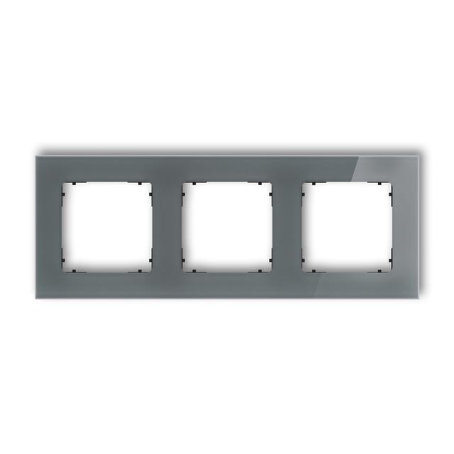 ICON Ramka uniwersalna potrójna kwadratowa - efekt szkła (ramka: grafitowa; spód: czarny) grafitowy