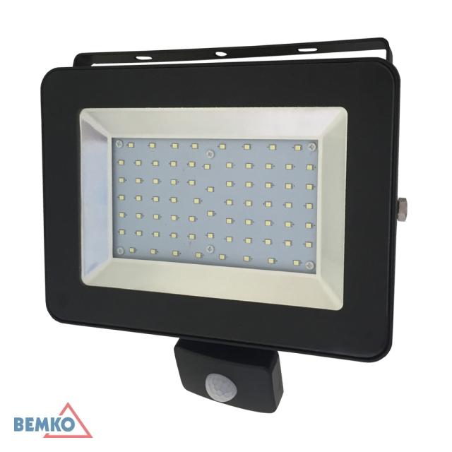 NAŚWIETLACZ LED SMD LOFOT Z CZUJNIKIEM PIR IP65 50W 4300LM CZARNY 6000K