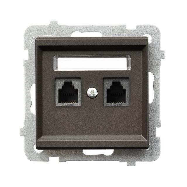 SONATA Gniazdo telefoniczne podwójne niezależne - kolor czekoladowy metalik