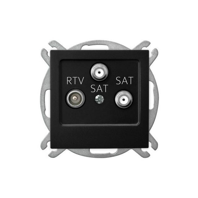AS Gniazdo antenowe RTV-SAT z dwoma wyjściami SAT kolor czarny metalik GPA-G2S/m/33 OSPEL