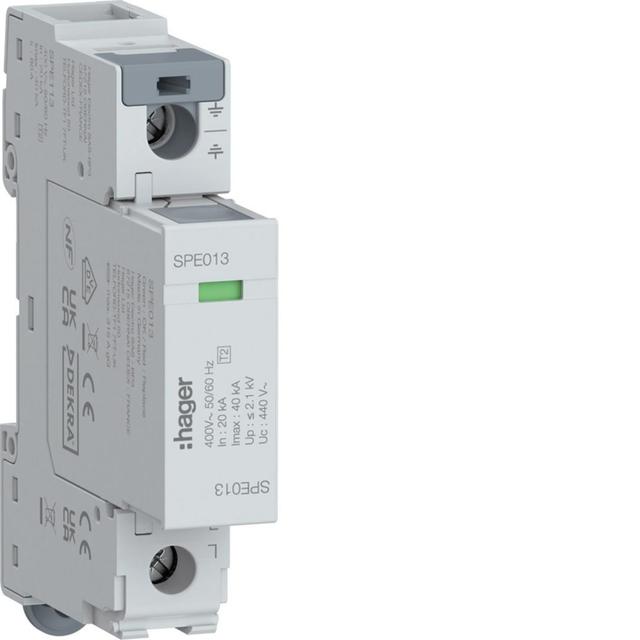 SPD Ogranicznik przepięć T2 1P 1+0 sieć IT In=20kA Imax=40kA Up?1,35kV