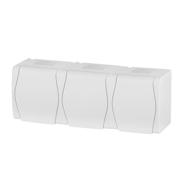 GNIAZDO HERMES 2 3X2P+Z SCHUKO BIAŁE IP44