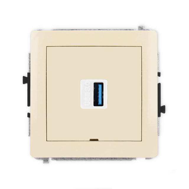 DECO Mechanizm gniazda pojedynczego USB A-A 3.0, bez pola opisowego beżowy