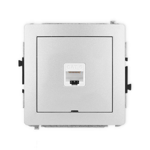 DECO Mechanizm gniazda komputerowego pojedynczego 1xRJ45, kat. 6, 8-stykowy, bez pola opisowego sreb