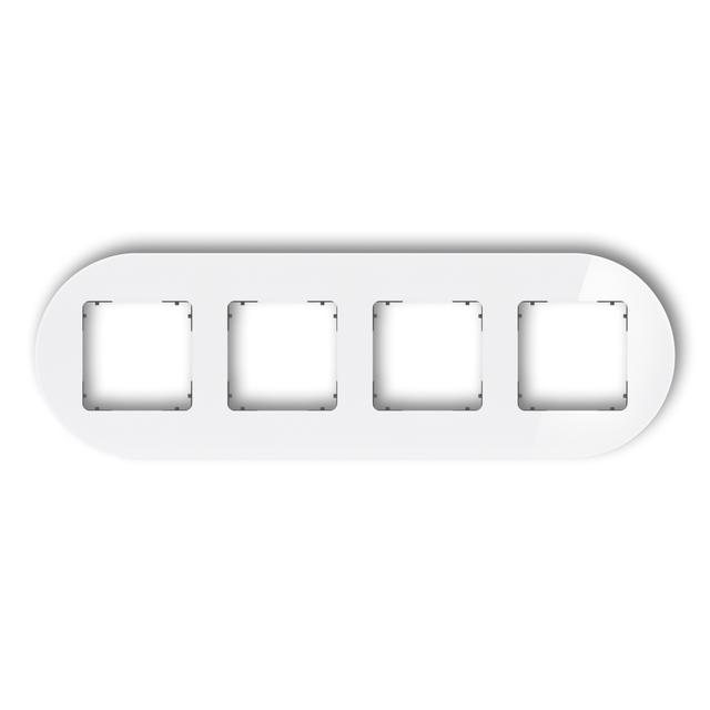 ICON Ramka uniwersalna poczwórna okrągła - efekt szkła (ramka: biała; spód: grafitowy mat) biały