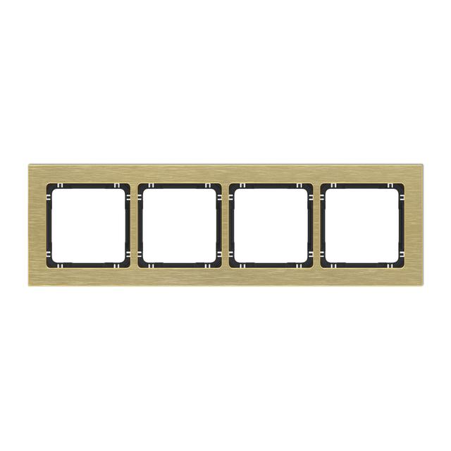 DECO Ramka uniwersalna poczwórna - aluminium szczotkowane (ramka: kolor mosiężny; spód: czarny) mosi