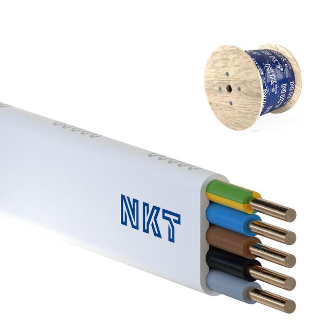 Przewód instalacyjny NKT instal YDYp żo 5x4mm2 biały 450/750V płaski /bębnowy/ NKT