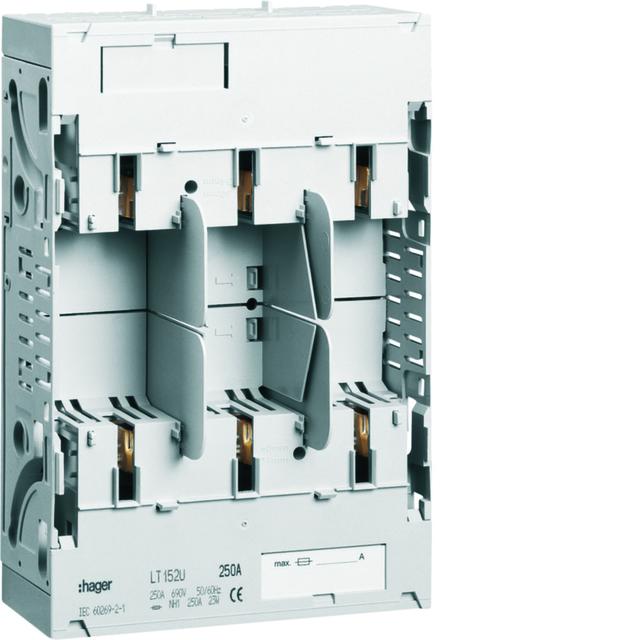 LT podstawa bezpiecz. NH1 3P 250A szyny Cu 40mm zaciski śruba M10 LT152U HAGER