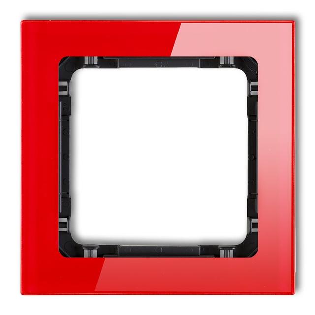 DECO Ramka uniwersalna pojedyncza - efekt szkła (ramka: czerwona; spód: czarny)