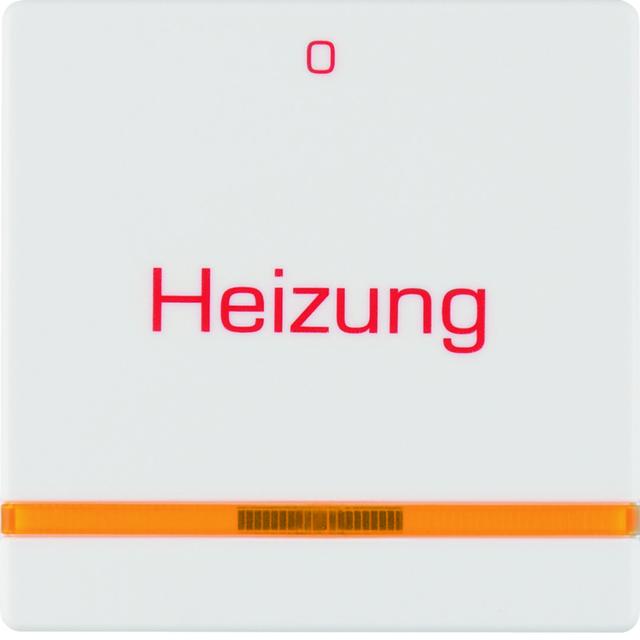 Berker Q.x Klawisz z soczewką i nadrukiem Heizung i 0 , biały aksamit 16216009 HAGER