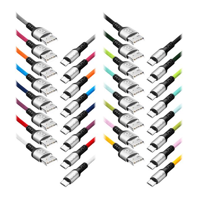 Kabel USB - micro USB eXc BRAID 1.2M (2.4A szybkie ładowanie) kolor mix CABEXCBRAIMUSB1.2MIX ORNO