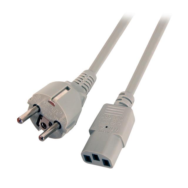 Kabel zasilający Schuko 180° - C13 180° 2m szary