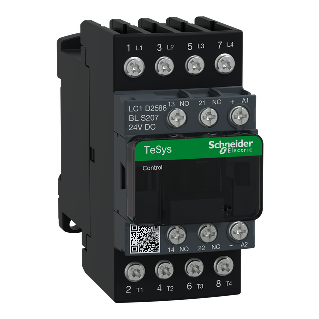Stycznik mocy TeSys D [AC-3] 40A 4P 2Z 2R kolejowy cewka 24VDC niski pobór LC1D2586BLS207 Schneider