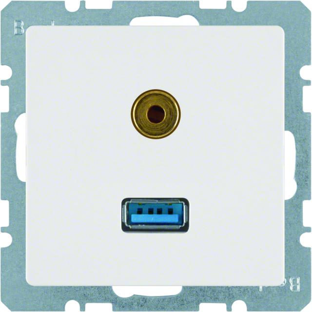 BERKER Q.x Gniazdo USB/3.5mm audio biały aksamit 3315396089 HAGER