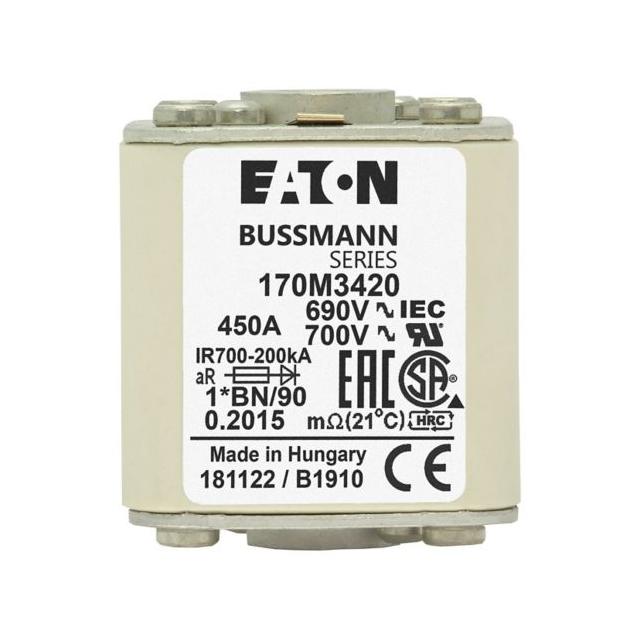 FUSE 450A 690V 1*BN/50 AR UC Wkładka szybka 450A AC 690V rozmiar 1 45x59x51 mm aR I 170M3420 EATON