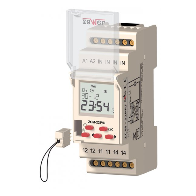 PROGRAMATOR CZASOWY 1-KAN. TYGODN.-ROCZNY PAMIĘĆ ZEWN. 24-250V AC / 30-300V DC TYP: ZCM-22P/U