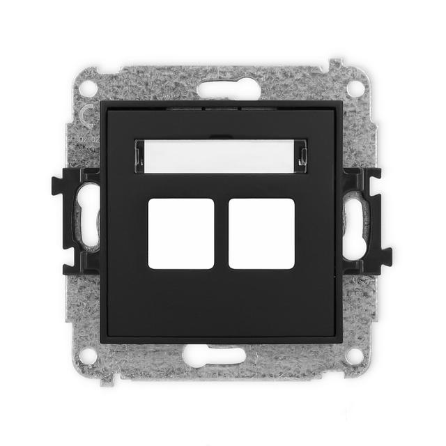 ICON Mechanizm gniazda multimedialnego podwójnego bez modułu (standard Keystone) czarny mat