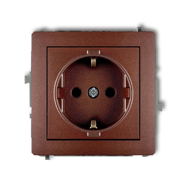DECO Mechanizm gniazda pojedynczego z uziemieniem SCHUKO 2P+Z (przesłony torów prądowych) brązowy me