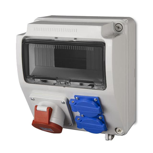 RS 9-mod. 2x2P+Z, 3P+N+Z 16A  IP 44 szara