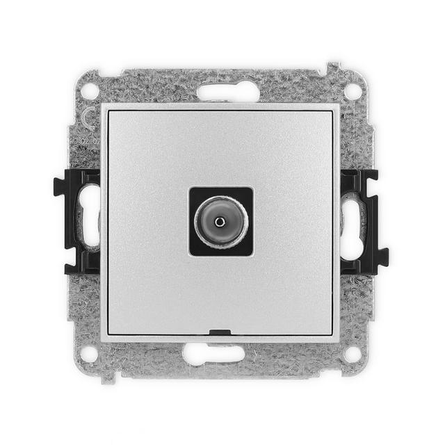 ICON Mechanizm gniazda antenowego pojedynczego TV, bez pola opisowego srebrny metalik