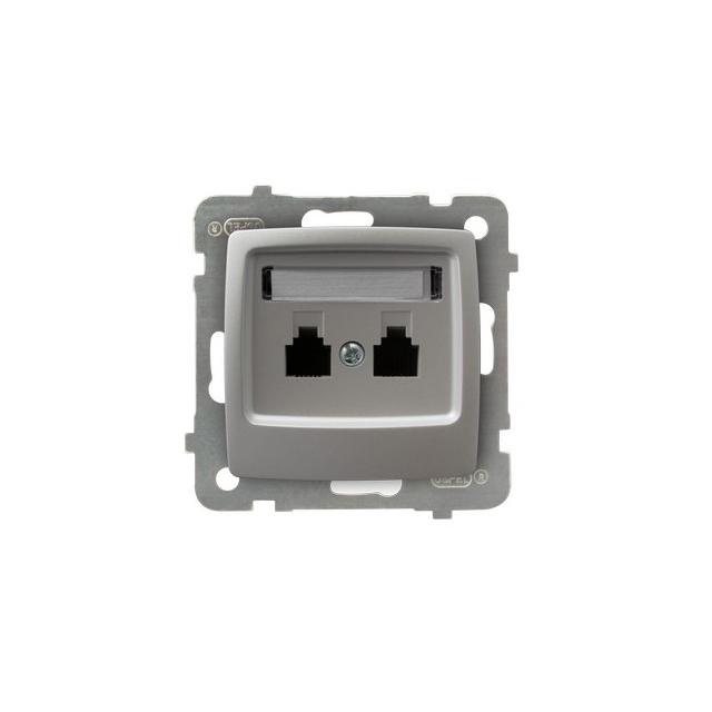 KARO Gniazdo telefoniczne podwójne niezależne - kolor srebrny perłowy