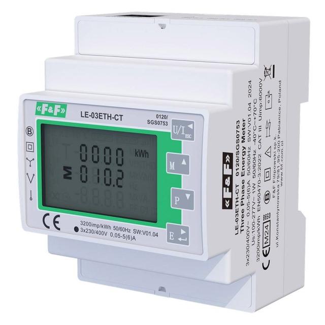 Licznik 3-fazowy przekładnikowy z wyjściem Ethernet MID LE-03ETH-CT F&F