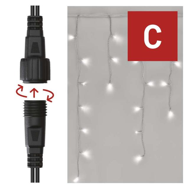 Sople lampki łączone standard 100LED 2,5 m zimna biel + zimna biel miga IP44 timer D1CC02 EMOS