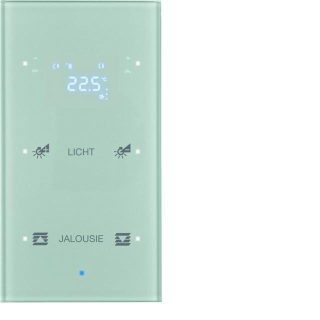 BERKER KNX TS Sensor dotykowy podwójny z regulatorem temperatury konfigurowalny szkło aluminium 75642134 HAGER