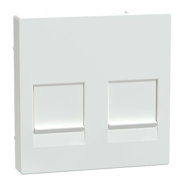 Merten, System M, płytka centralna podwójna z wbudowaną klapką do gniazdek modułowych, biały active