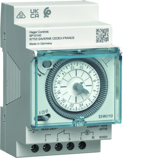 Zegar analogowy dobowy bez rezerwy chodu 230V 1NO/NC 16A EHN110 HAGER
