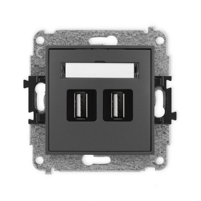 MINI Gniazdo podwójne 2xUSB A-A 2.0 grafitowy mat 28MGUSB-2 KARLIK
