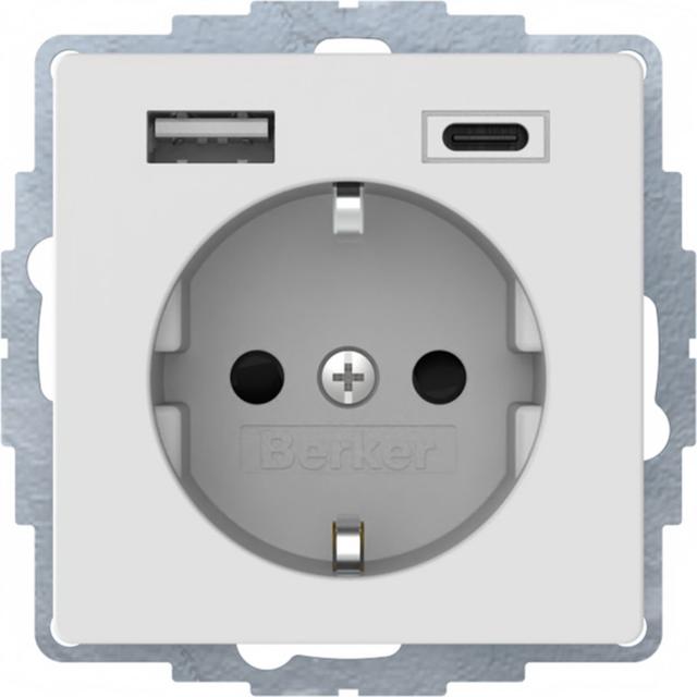 "Q.x Gniazdo SCHUKO z ładowarką USB A+C 2.4/3.0 A
