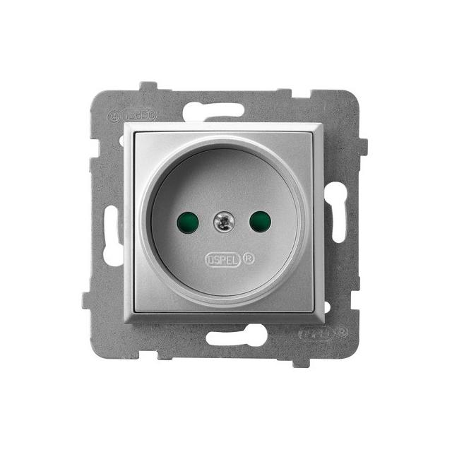 ARIA Gniazdo pojedyncze z przesłonami torów prądowych - kolor srebro