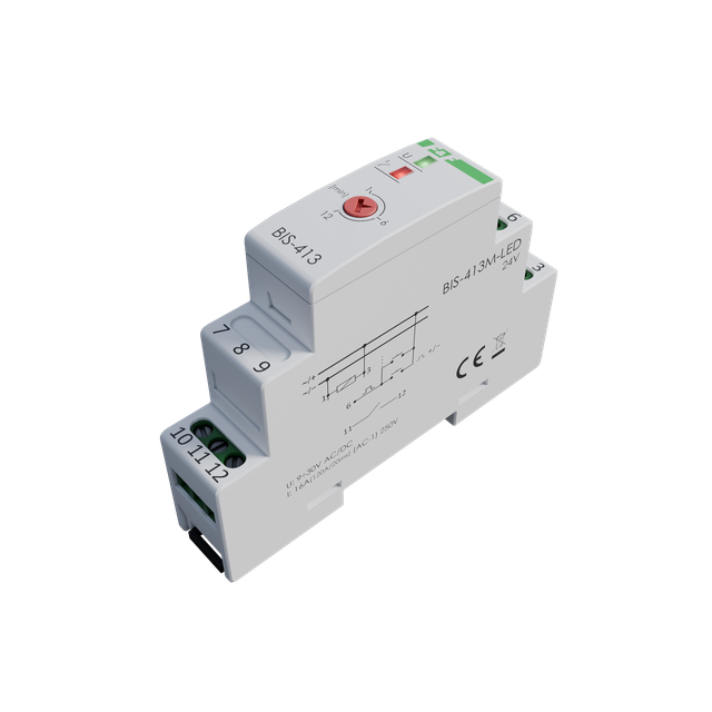 Przekaźnik bistabilny z wyłącznikiem czasowym z pamięcią na szynę DIN 160A/20ms BIS-413M-LED-24V F&F