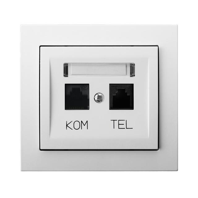 KIER Gniazdo komputerowo-telefoniczne RJ 45 kat. 5e (8-stykowe) + RJ 11 (6-stykowe) kolor biały GPKT-W/K/00 OSPEL