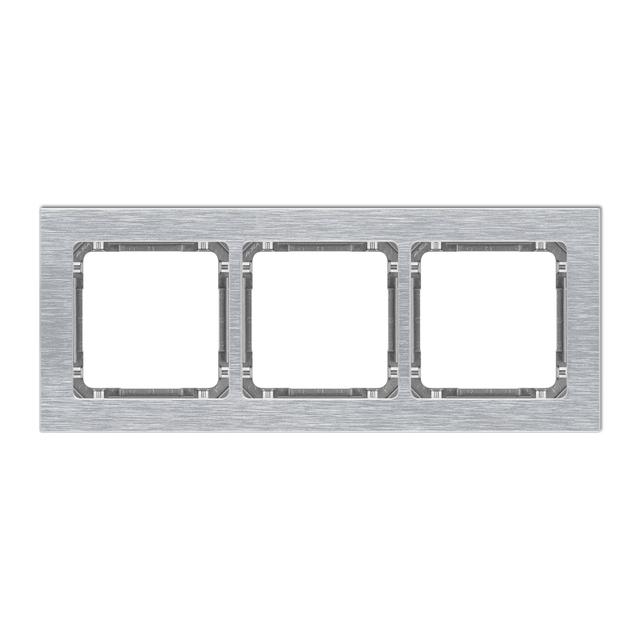DECO Ramka uniwersalna potrójna - aluminium szczotkowane (ramka: srebrna; spód: grafitowy) srebrny
