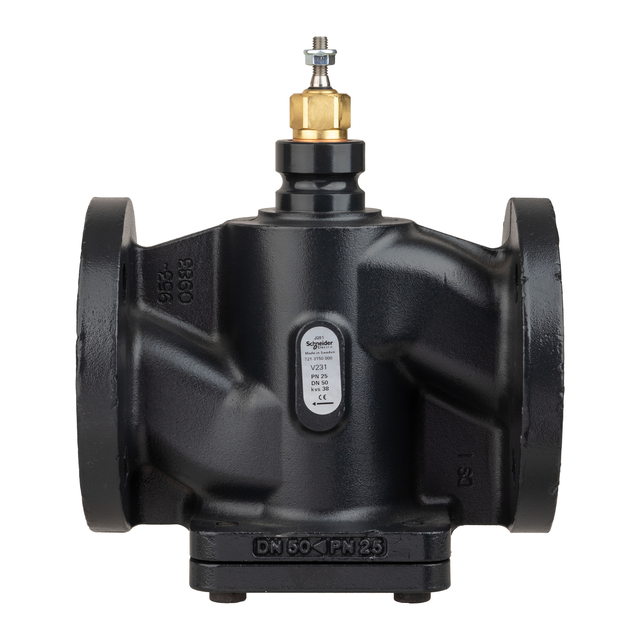 V231, zawór regulacyjny, 2-drogowy, DN50, kvs 38, przyłącze kołnierzowe, medium -20…150°C, PN25