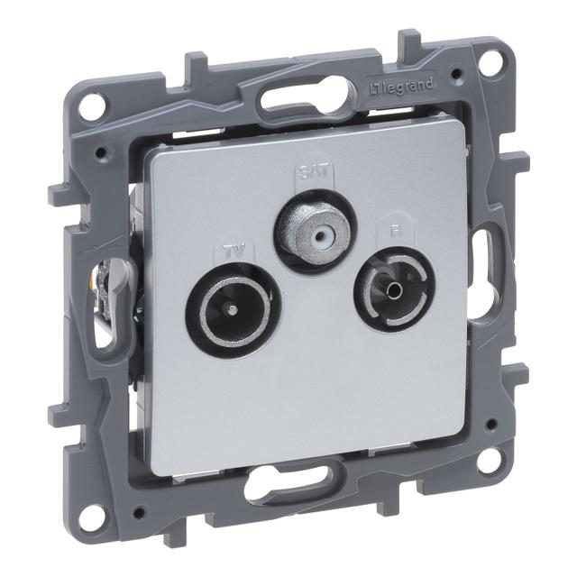 NILOE SELECTION - GNIAZDO TV-RD-SAT PRZELOTOWE 14 DB ALUMINIUM, Legrand