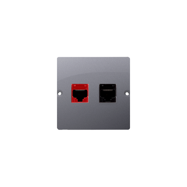 Simon Basic Gniazdo komputerowe RJ45 kat.5e + telefoniczne RJ12 . Montaż gniazda na wkręty do puszki stal inox BM5T.02/21 KONTAKT