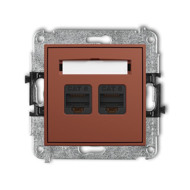 ICON Mechanizm gniazda komputerowego podwójnego 2xRJ45, kat. 6, 8-stykowy terakota