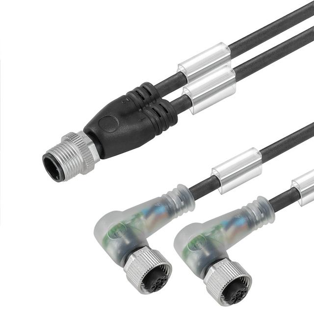 SAIL-ZW-M12BW-3L3.0U Przewód adaptera czujnika-siłownika (zmontowany), Kabel połączeniowy, M12 / M12, 3, 3 m, Podwójne okablowanie, pin, prosty, 2x gniazdo, kątowe, czarny /1szt. 1912110300 WEIDMÜLLER