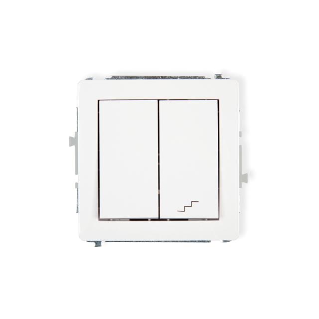 DECO Mechanizm łącznika jednobiegunowego ze schodowym (osobne zasilanie) biały