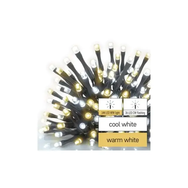 Lampki choinkowe Classic 180 LED 18m ciepła biel + zimna biel miga, IP44, timer