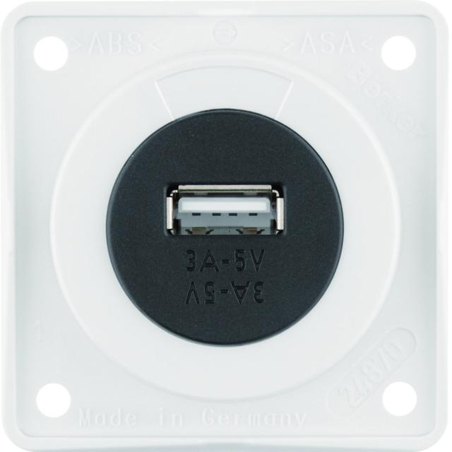 Integro Gniazdo USB ładowania pojedyncze 12V, 3A; biały połysk, mechanizm czarny