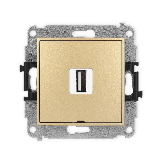 ICON Mechanizm gniazda pojedynczego USB A-A 2.0, bez pola opisowego złoty